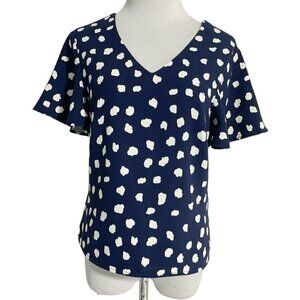 Julie Brown NYC Size 4  Top Blouse Polka Dots Short Sleeve Office Work Attire